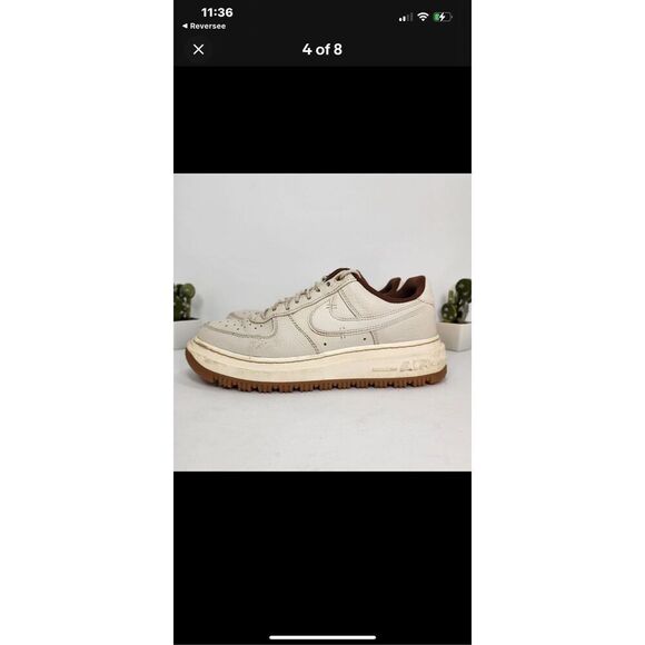 Nike Air Force One Pecan Luxe Low Leather Athletic Basketball Sneakers Size 10 - Picture 5 of 6